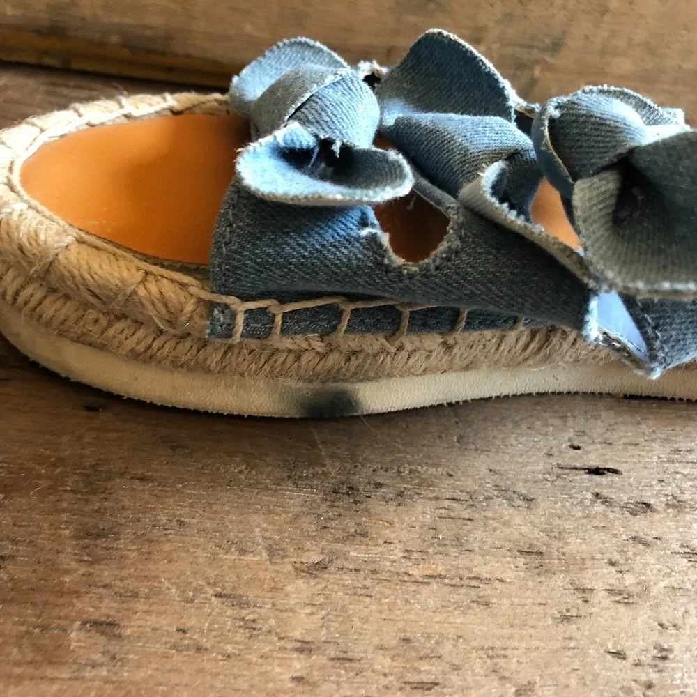 American Eagle denim triple knot flat form sandals